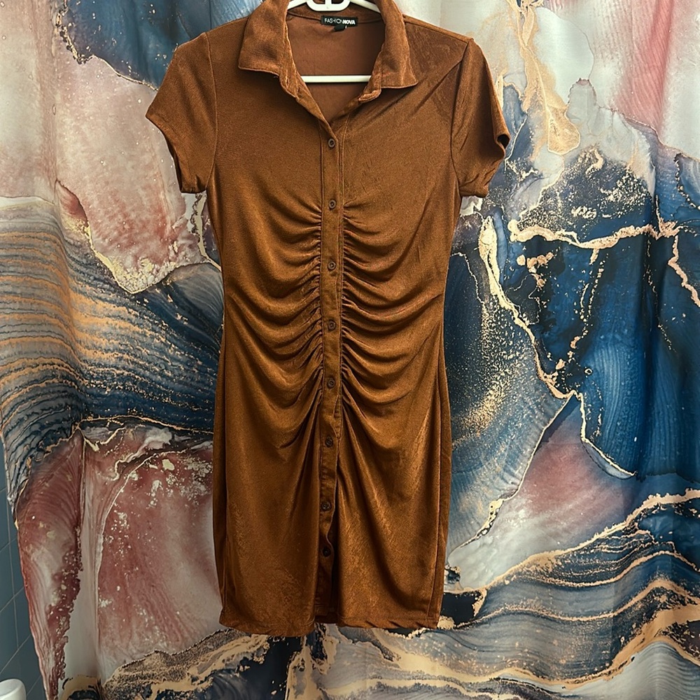 Brown Botton up Mini dress 🤎